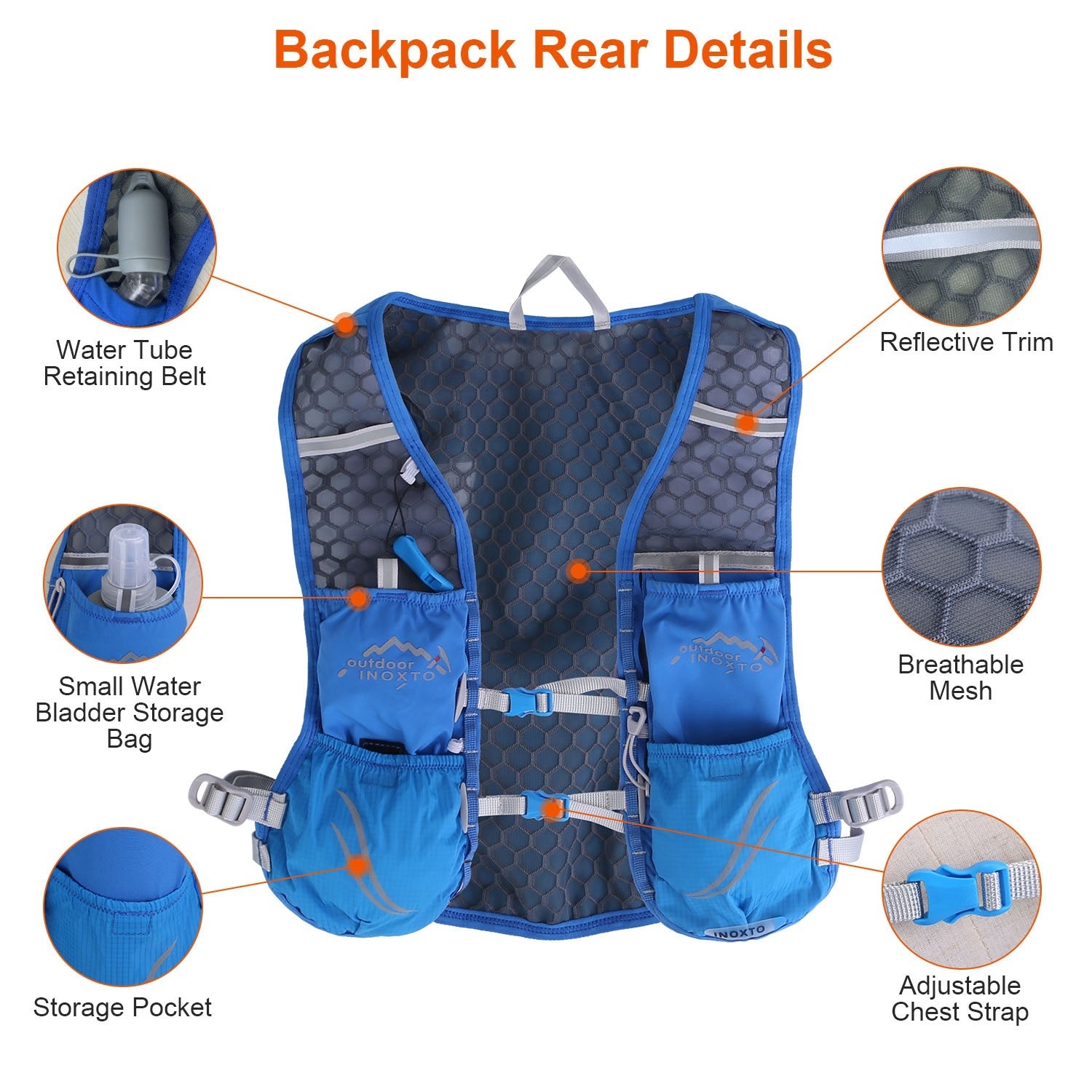 1Pc Sport Hydration Vest Running Backpack With 15oz 50oz Water Bladder Adjustable Strap Storage Bag For Trail Running Marathon Race Hiking