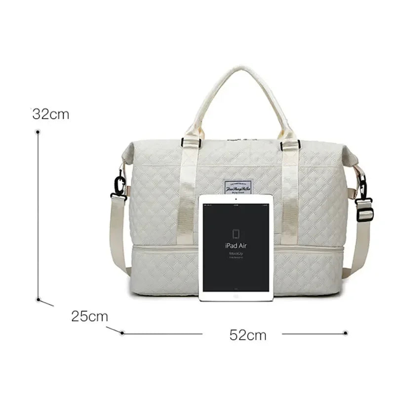 Duffle Gym Shoulder Lightweight Travel Bag (White)-2