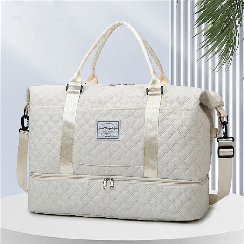 Duffle Gym Shoulder Lightweight Travel Bag (White)-1