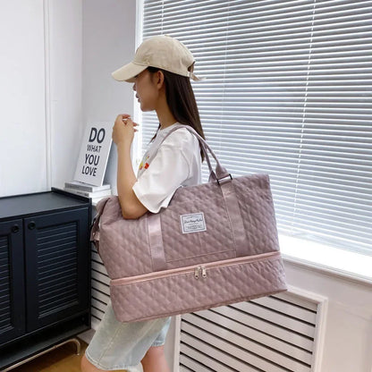 Duffle Gym Shoulder Lightweight Travel Bag (Pink)-1