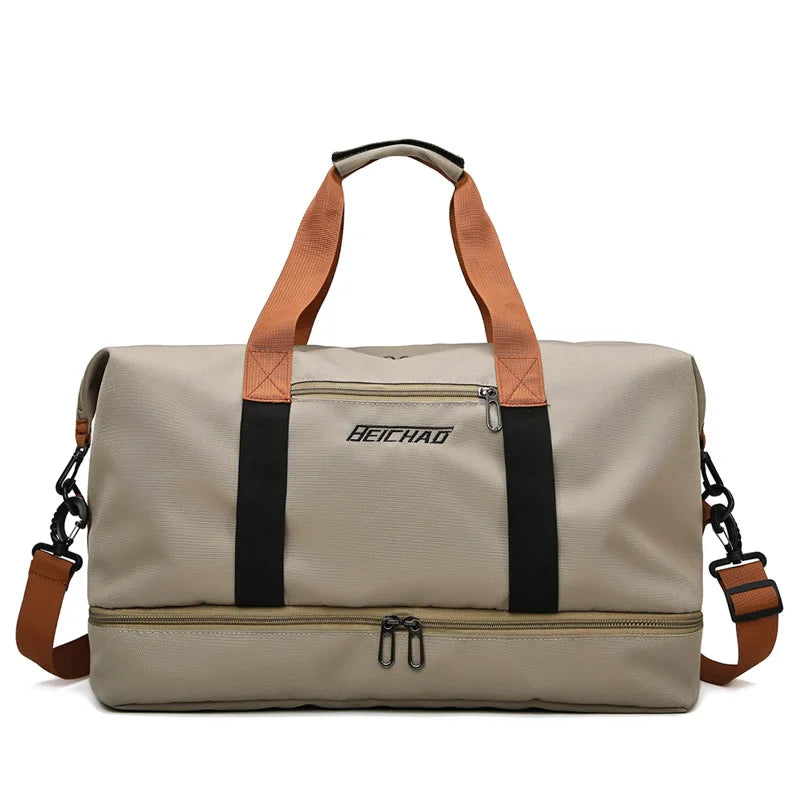 Nylon Travel Gym Duffel Bag Khaki-0