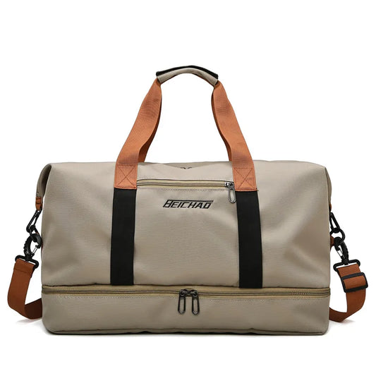 Nylon Travel Gym Duffel Bag Khaki-0