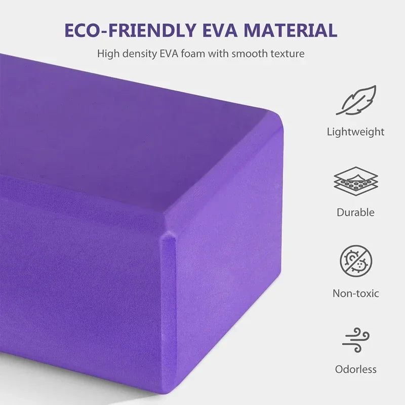 Yoga Block & Strap Set EVA Foam Non-Slip Blocks (Purple)-4