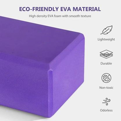 Yoga Block & Strap Set EVA Foam Non-Slip Blocks (Purple)-4