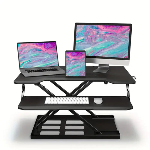 Foldable Standing Automatic Lifting Computer Table Desk-0